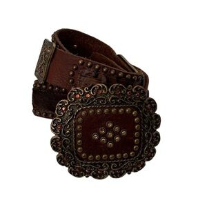 LR leather belt size 38 western cowboy boho